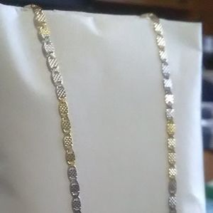 14K YG o/ Sterl)Silv Italian Mariner Sparkle Chain